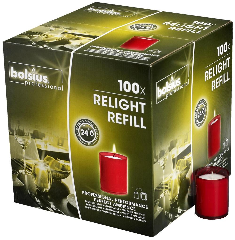 stuks Bolsius ReLight kaarsen rood transparante houders 64/52 (24 uur) - HYSCON Landen